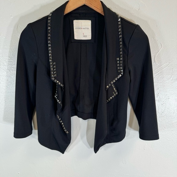 urban outfitters studded black jacket blazer crop length sound & matter small - Picture 1 of 11
